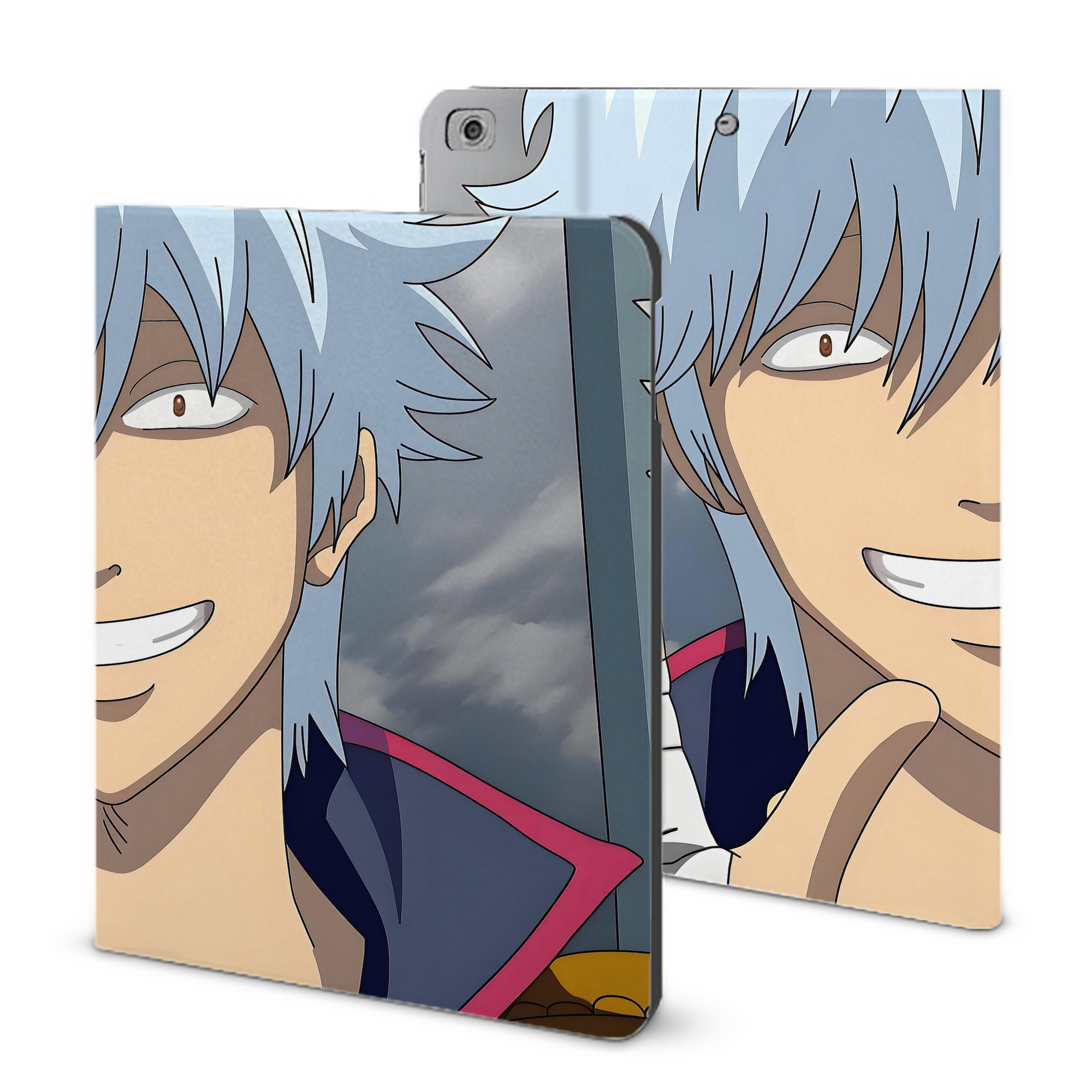 ぎんたま 坂田銀時（さかたぎんとき） 神楽 志村新八（しむら しんぱち） GINTAMA Sakata Gintoki Kagura Shimura Shinpachi IPad ケース ブック型 PUレザー TPU 耐衝撃 軽量 薄型 ペン収納なし 全面保護 IPad 各モデル対応